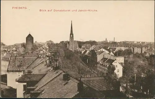 Ansichtskarte Freiberg (Sachsen) Blick über die Dächer 1919