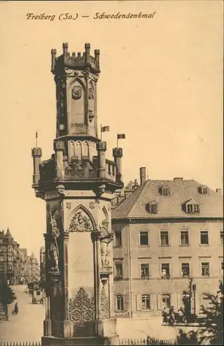 Ansichtskarte Freiberg (Sachsen) Schwedendenkmal - Straße 1920