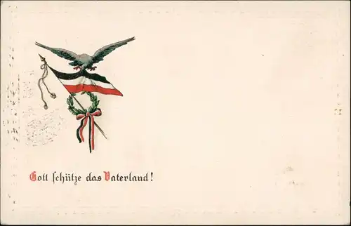 Militär 1.WK   Patriotika Gott schütze unser Vaterland 1915 Prägekarte