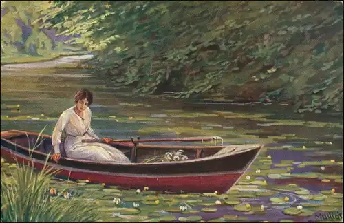 Ansichtskarte  Künstlerkarte: Gemälde / Kunstwerke A. Mailick Seerosen 1916