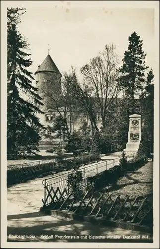 Ansichtskarte Freiberg (Sachsen) Schloß Freudenstein Winkler Denkmal 1934