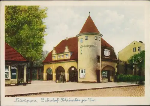 Ansichtskarte Neuruppin Bahnhof "Rheinsberger Tor" 1951
