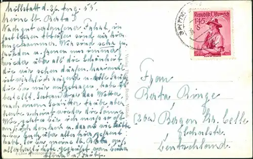 Ansichtskarte Millstatt Panorama-Ansicht Blick Dorfmitte mit Goldeck 1955