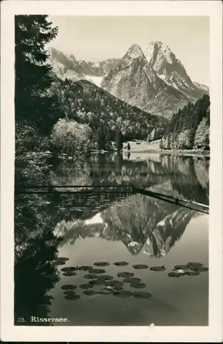 Garmisch-Garmisch-Partenkirchen Rissersee See Partie mit Berg Blick 1940