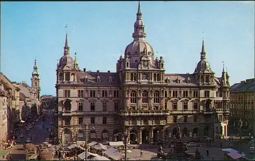 Ansichtskarte Graz Rathaus mit Hauptplatz 1960