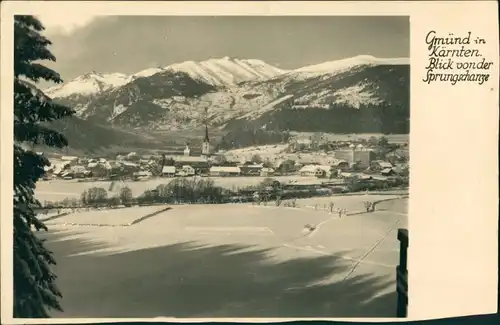 Gmünd in Kärnten Panorama-Ansicht, Fernansicht, Alpen Berg im Winter 1941