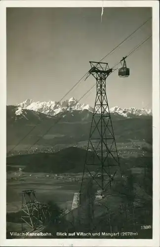 Villach Villach-Kanzelbahn Blick auf Villach und Mangart (2672m), 1928   AK