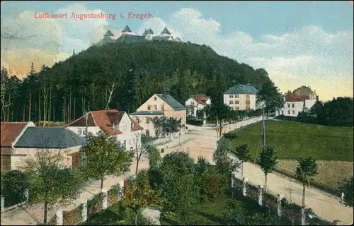 Ansichtskarte Augustusburg Erzgebirge Straßenpartie 1911