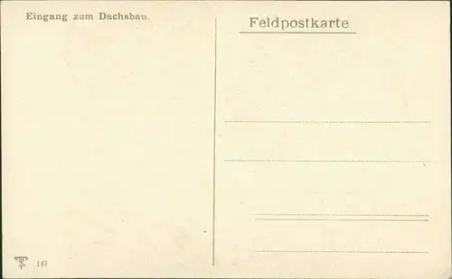 Ansichtskarte  WK1 Künstlerkarte Militär Eingang zum Dachsbau 1916