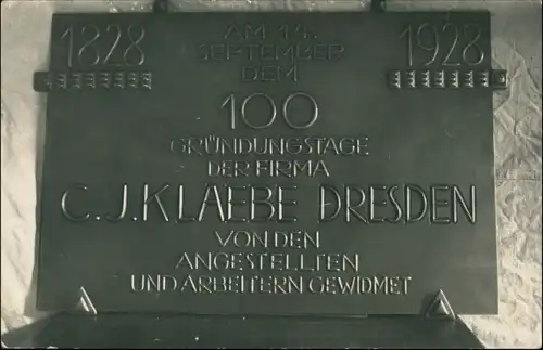 Foto Dresden Platte: 100 Jahre C.J. Klaebe Dresden 1928 Privatfoto