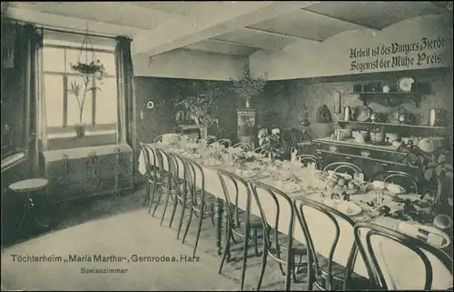 Ansichtskarte Gernrode-Quedlinburg Töchterheim Speisezimmer 1913