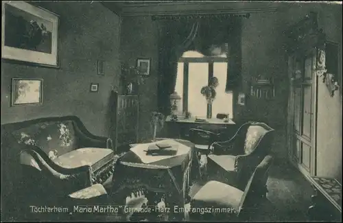 Ansichtskarte Gernrode-Quedlinburg Töchterheim - Empfangszimmer 1913