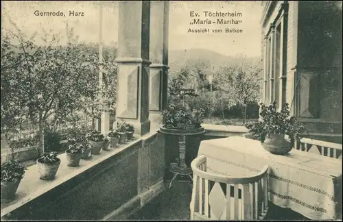 Ansichtskarte Gernrode-Quedlinburg Töchterheim - Blick vom Balkon 1913