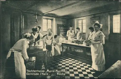Ansichtskarte Gernrode-Quedlinburg Töchterhiem - Mädchen in der Küche 1913