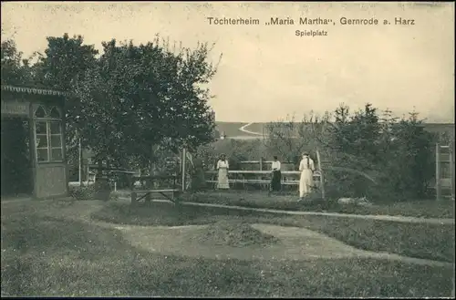 Ansichtskarte Gernrode-Quedlinburg Töchterheim - Spielplatz 1913