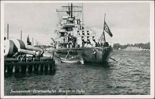 Osternothafen (Ostswine)-Swinemünde Warszów Świnoujście Kreuzer im Hafen 1938