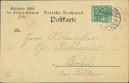 Ansichtskarte Litho AK Celle Bahnhofs-Hotel, Nahrungsmittelfabriken 1901