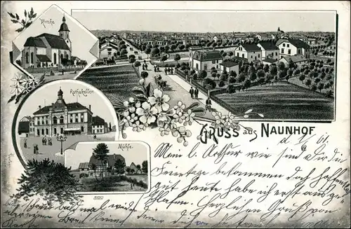 Ansichtskarte Litho AK Naunhof Kirche, Straße, Mühle 1899