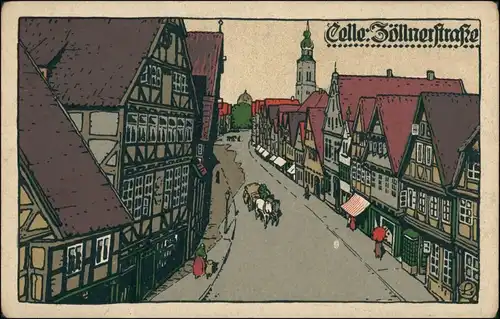 Ansichtskarte Celle Zöllnerstraße Steindruck Ak 1911
