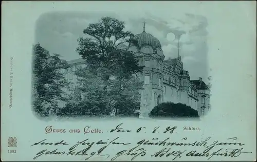 Ansichtskarte Celle Mondscheinlitho - Schloß 1898
