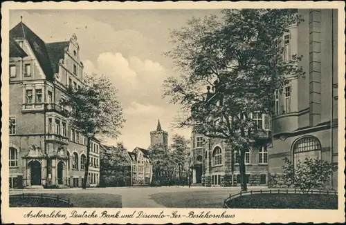 Ansichtskarte Aschersleben Deutsche Bank - Straße 1938