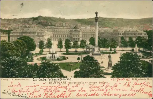 Ansichtskarte Stuttgart Schloßplatz 1898