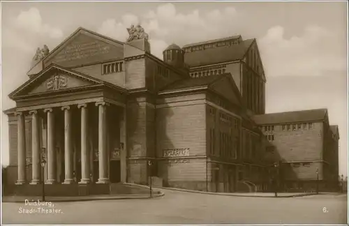 Ansichtskarte Duisburg Stadttheater Gebäude Strassen Partie 1930