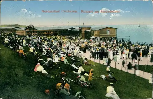 Ansichtskarte Cuxhaven Konzert am Seebadehaus 1913