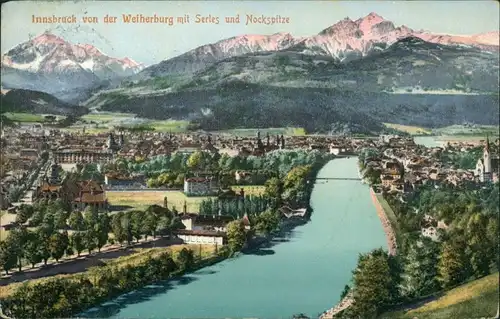 Innsbruck Innsbruck von der Weiherburg mit Serles und Nockspitze 1910