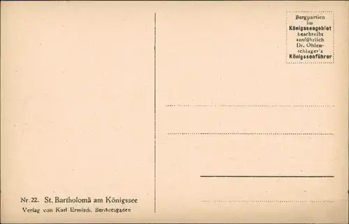 St. Bartholomä-Schönau am Königssee St. Bartholomä am Königssee, Wolken  1925