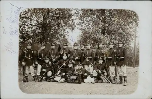 Jäger - Soldaten Blumen im Gewehrlauf WK1 Militaria 1916 Privatfoto