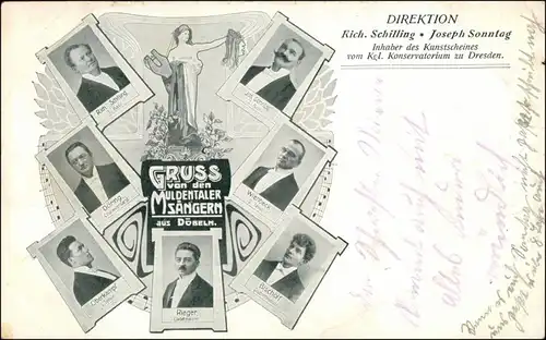Ansichtskarte Döbeln Muldentalsänger - Jugendstil Ornament 1908