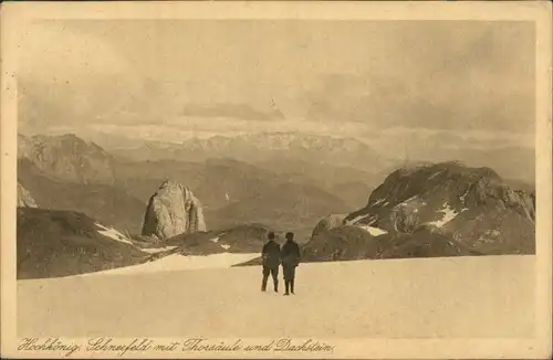 Salzburg Höchkönig-Massiv Schneefeld mit Thorsäule und Dachstein 1921