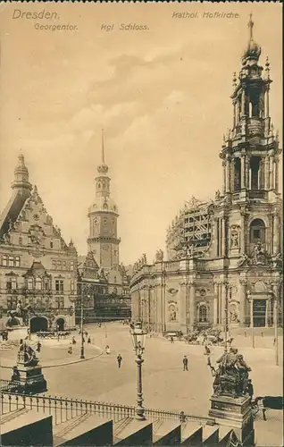 Dresden Hofkirche Schloss Georgentor, Strassen Partie 1920