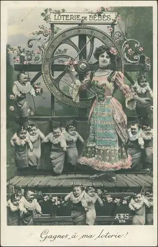 Ansichtskarte  Loterie de Bebes - Frau Babys - Fotokunst 1912