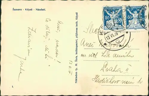Postcard Neugedein Kdyně Partie am Marktplatz 1939