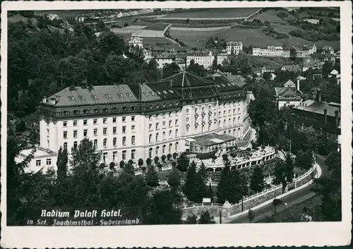 Postcard Sankt Joachimsthal Jáchymov Palasthotel - Stadt 1937 Privatfoto