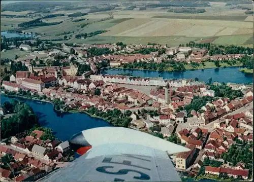 Postcard Teltsch Telč Luftbild 1969