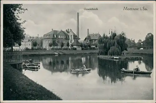 Ansichtskarte Meerane Gondelteich, Fabrik 1922