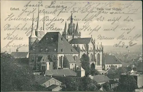 Ansichtskarte Erfurt Stadt und Dom von Süden 1917