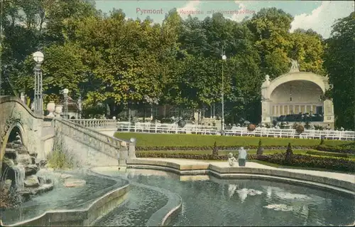 Ansichtskarte Bad Pyrmont Kuranlagen - Konzertpavillon 1913