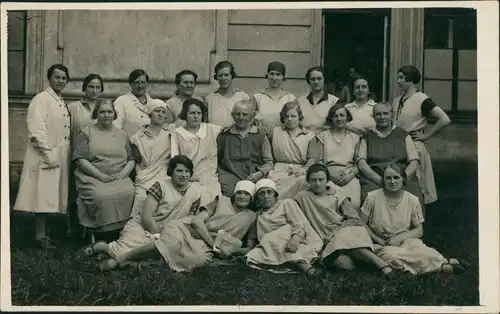 Echtfoto Frauen Gruppe, Krankenhaus Schwestern, Gruppenfoto 1930 Privatfoto