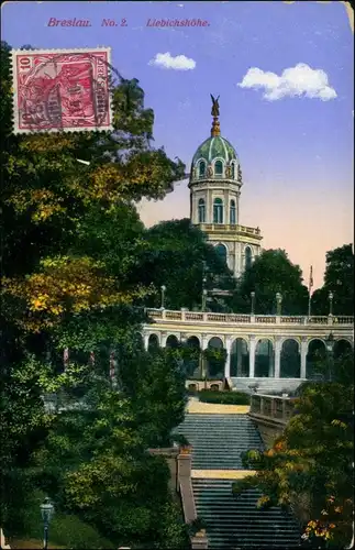 Postcard Breslau Wrocław Liebichshöhe, historisches Bauddenkmal 1910