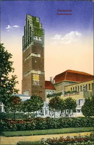 Ansichtskarte Darmstadt Hochzeitstrum Partie am Turm Gebäude 1910