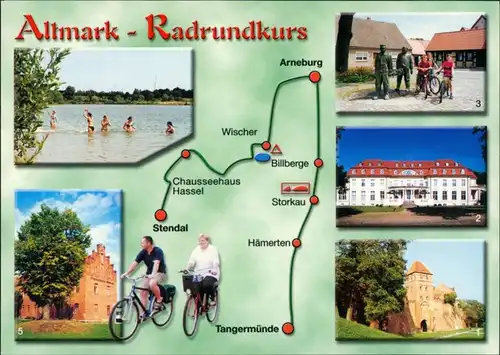 Tangermünde ALTMARK Radrundkurs Tangermünde-Arneburg-Stendal, Mehrbildkarte 2002