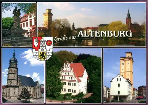 Ansichtskarte Altenburg Gruss Mehrbild-AK mit Kunstturm, Kirche, Pohlhof 2000
