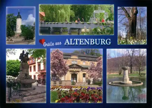 Altenburg Mehrbild-Gruss-AK ua. Hausmannstrum, Brücke, Prinzeneiche,  2005