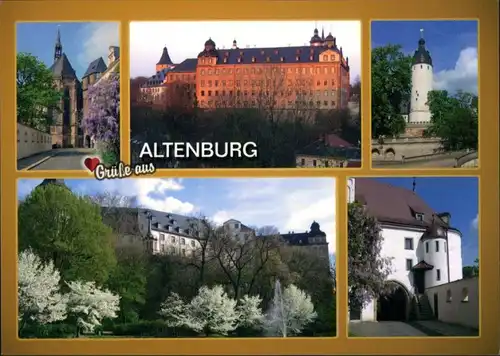 Altenburg Mehrbild-AK mit Schloss, Kirche, Hausmannsturm, Pauritzer Teich 2005