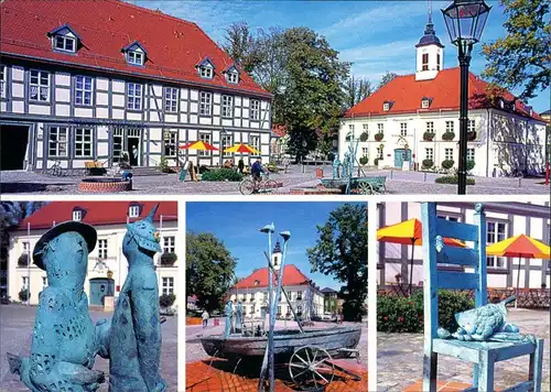 Angermünde Mehrbild-AK 4 Fotos Ansichten mit Rathaus, Marktplatz uvm. 2000