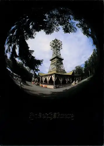 Auerberg Josephshöhe mit Josephskreuz, Auerberg, Fischaugen-Ansicht 1990